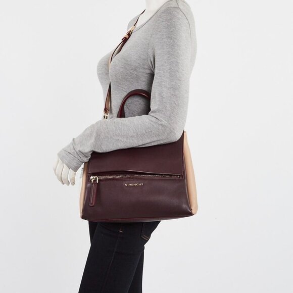 Givenchy Burgundy/Beige Leather Pandora Pure Small Bag - Picture 1 of 12